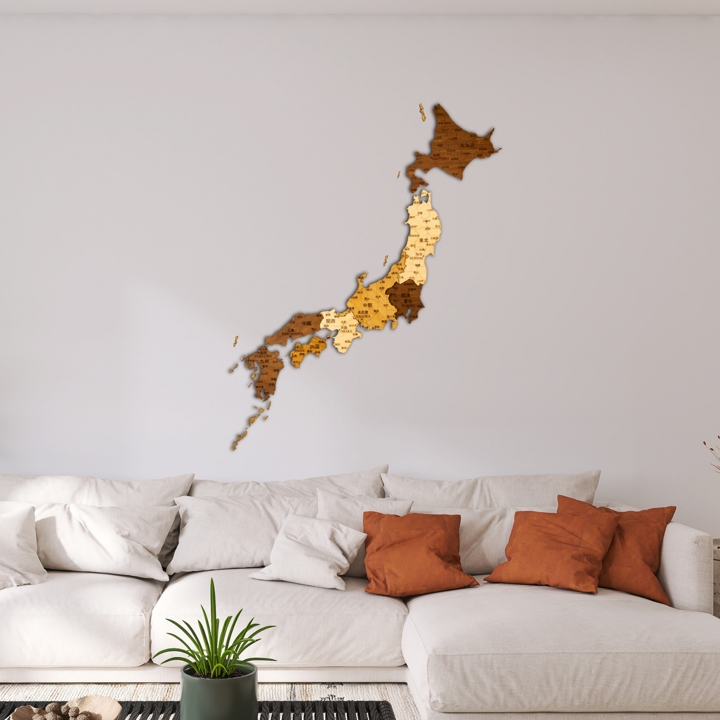 3D Japan Wooden Wall Map – Elegant Wall Art with City Names