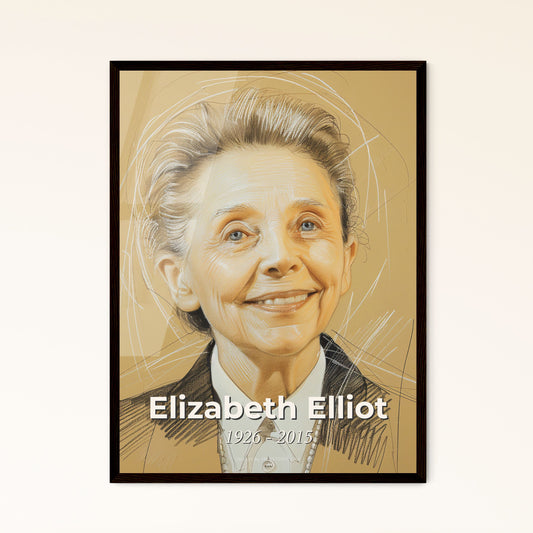 Radiant Legacy: Elizabeth Elliott, Missionary Icon - Contemporary Art Print Celebrating Faith & Spirit on Bright Beige Canvas