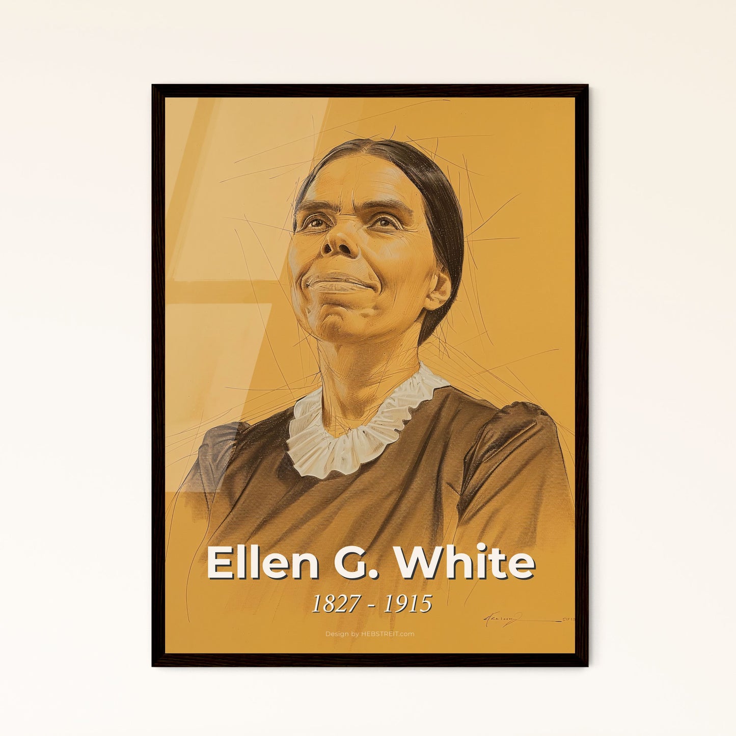 Ellen G. White: Iconic Portrait of an Adventist Pioneer, Captured in Contemporary Art with Striking Lines and Subtle Elegance