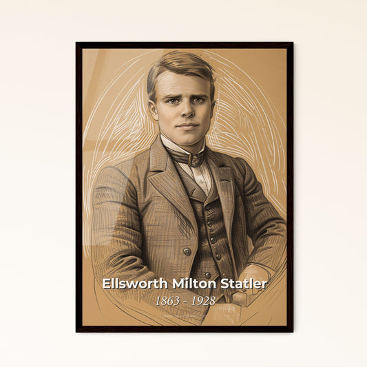 Elegant Tribute to Ellsworth Milton Statler: Contemporary Art Print Celebrating the Pioneer of Modern Hospitality & Design.