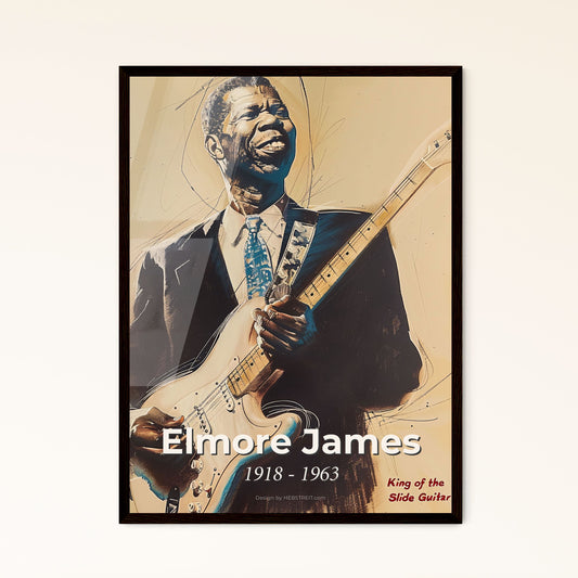 Elmore James: The King of Slide Guitar - Captivating Contemporary Portrait Print - Perfect for Home Décor or Unique Gift!