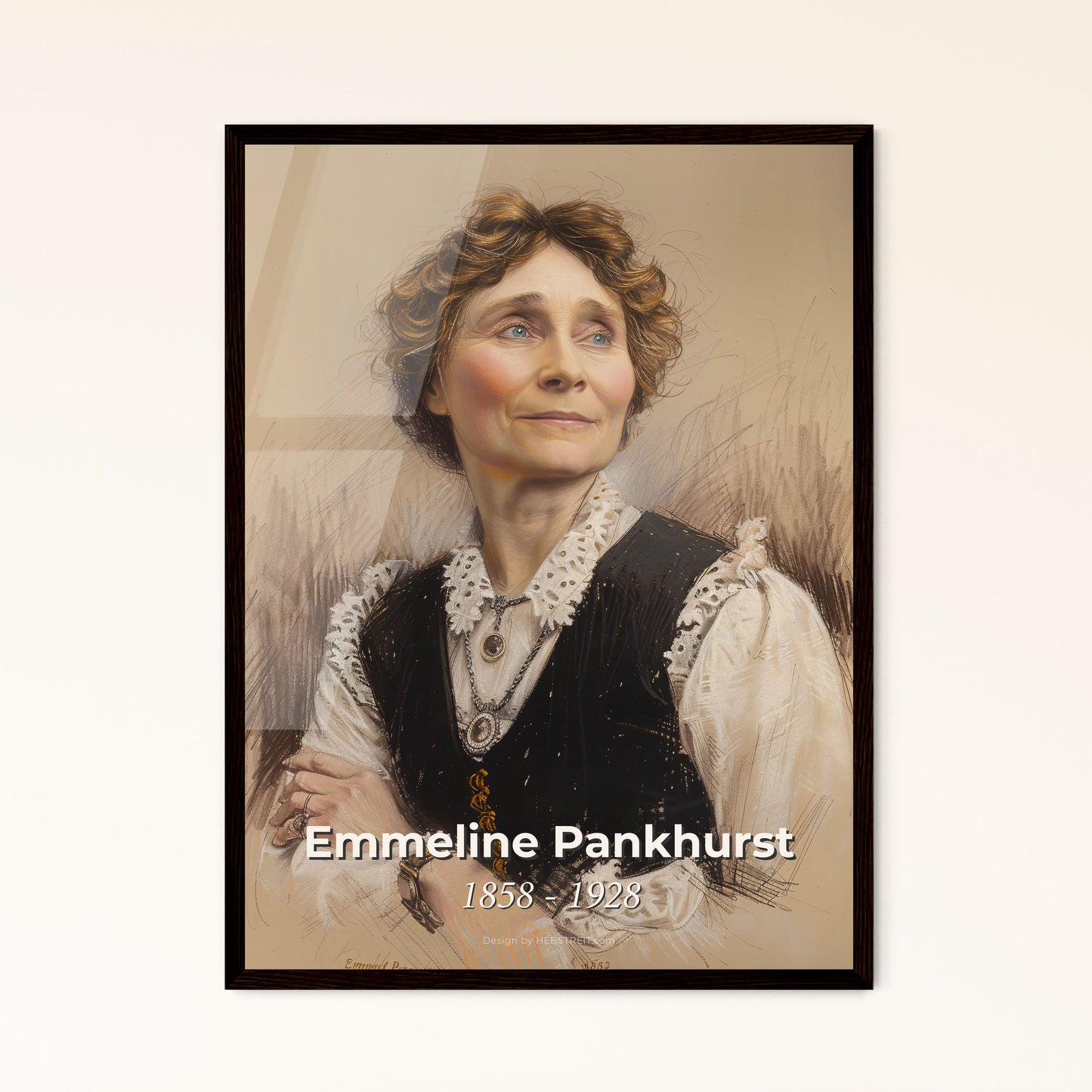 Emmeline Pankhurst: Inspiring Portrait of the Iconic British Suffragette – Contemporary Art Print for Home Decor & Gifts