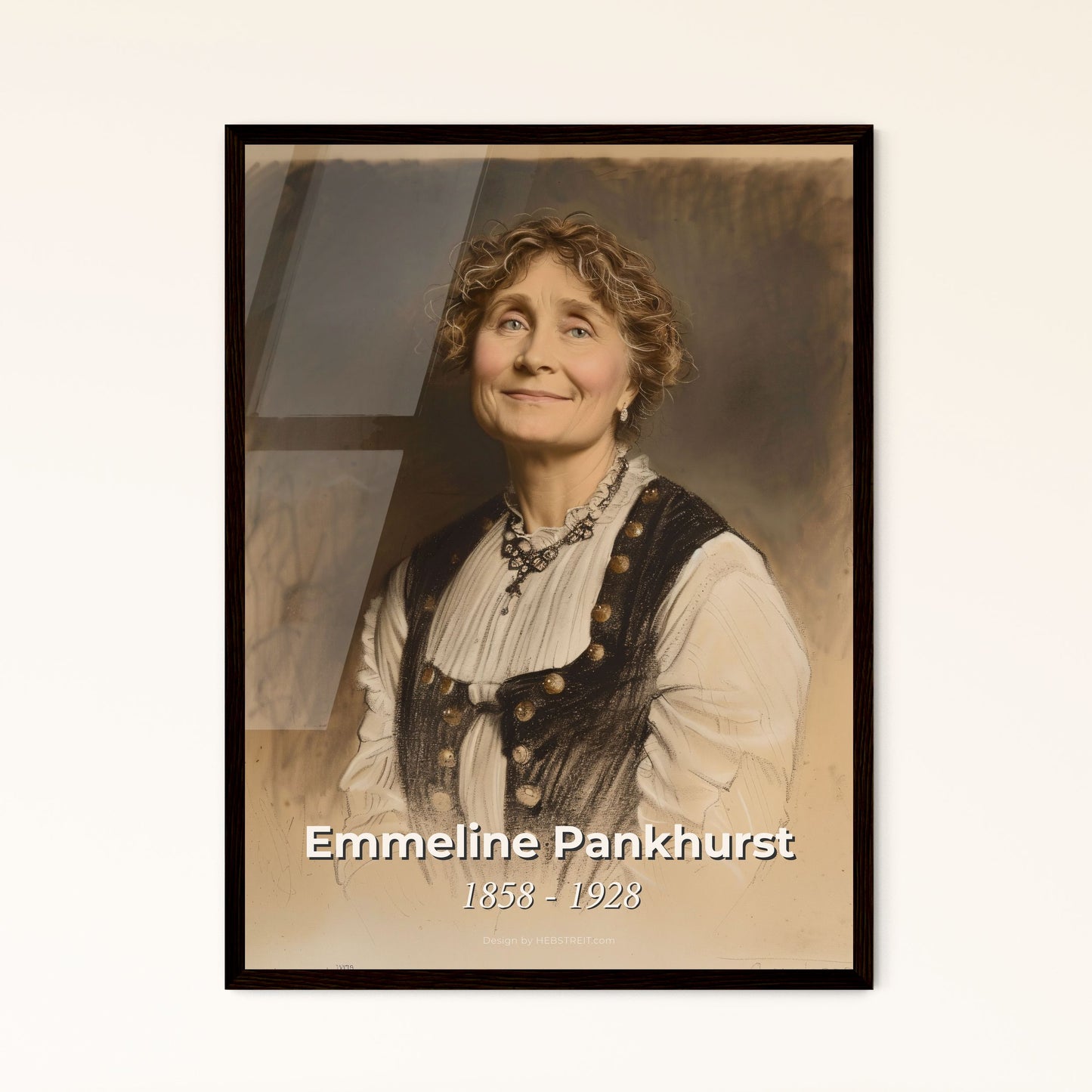 Emmeline Pankhurst: Iconic British Suffragette - Contemporary Art Print Celebrating Women's Rights in Elegant, Dynamic Style