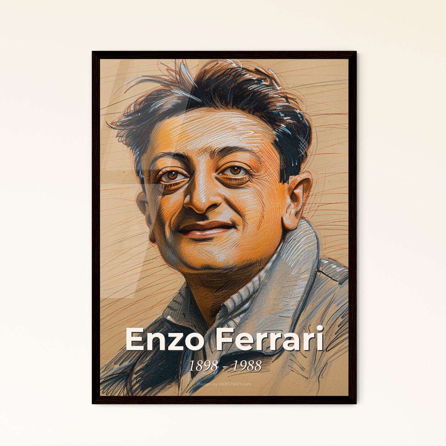 Elegant Tribute to Enzo Ferrari: Iconic Motorsport Legend in Contemporary Art - Unique Print for Home Décor, Gifts, and Collectors!