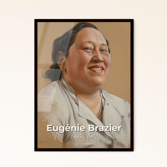 Eugénie Brazier: Culinary Icon & Michelin Star Pioneer - Enchanting Contemporary Portrait in Elegant Hues on Beige Background