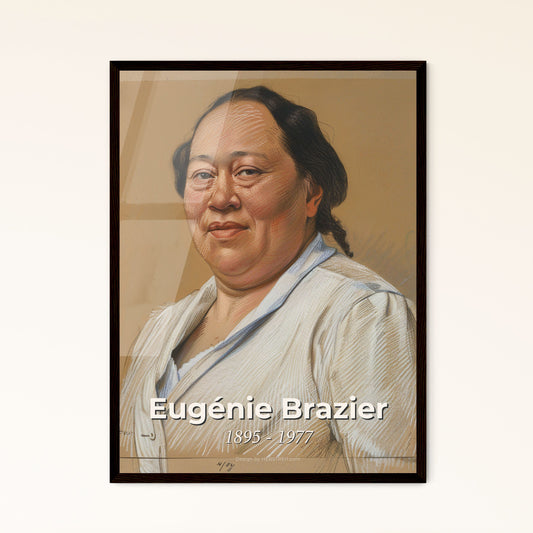 Eugénie Brazier: Celebrated Culinary Pioneer - Stunning Contemporary Portrait on Beige, Framed or Aluminum Print for Chic Interiors.