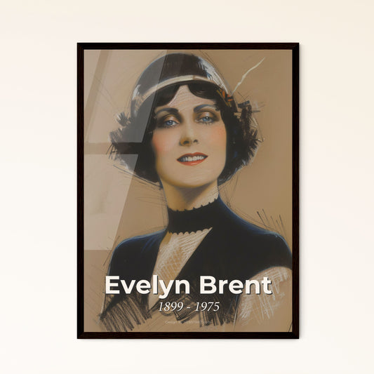 Elegant Tribute to Evelyn Brent: Captivating Art Print of a Flapper Icon in Striking Color and Dynamic Lines for Luxurious Decor