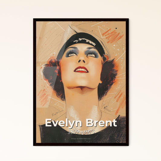 Evelyn Brent: A Flapper Glamour Icon - Exquisite Contemporary Art Print in Dynamic Lines & Sensual Hatching, Framed Elegance.