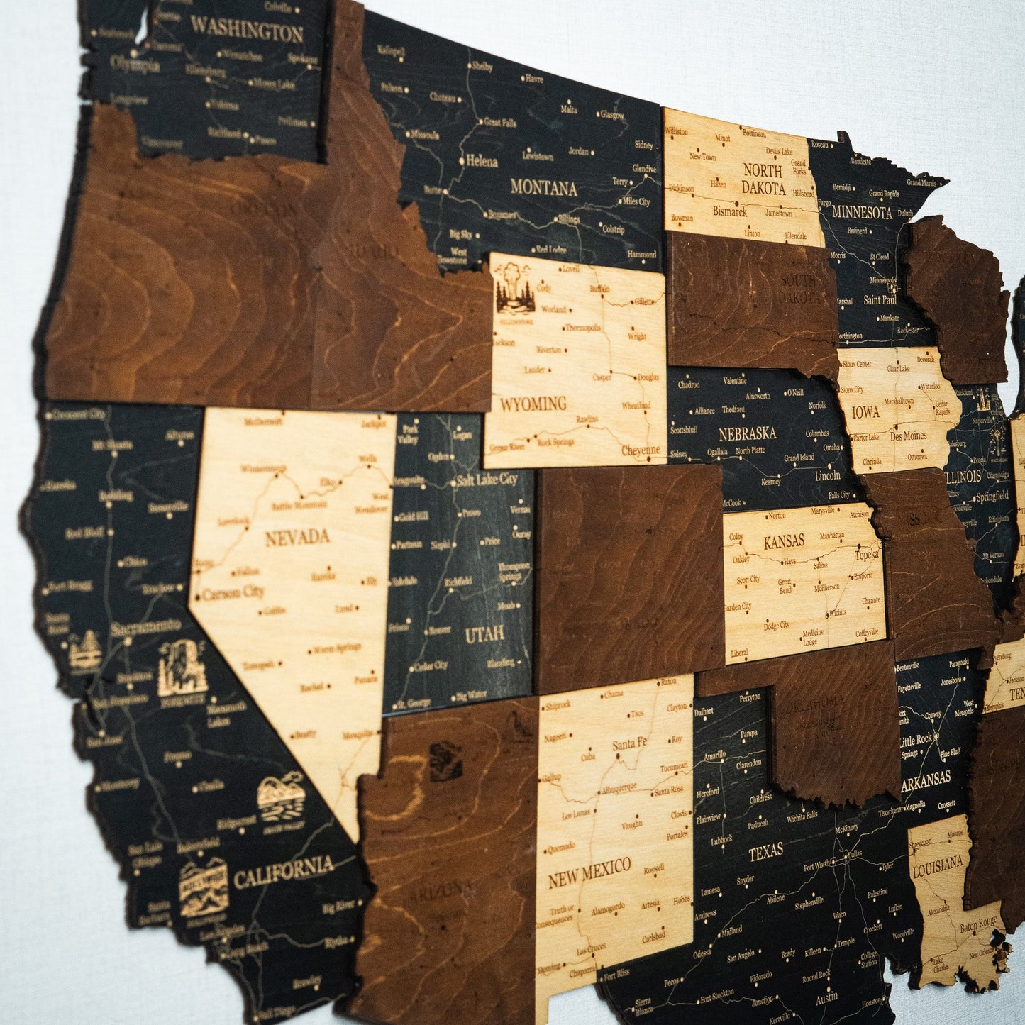Wooden USA Map with States – Unique Wall Art for Home & Office