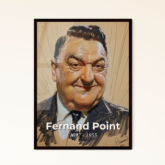 Fernand Point: Icon of Modern French Cuisine – Striking Contemporary Portrait on Beige, Perfect for Home Decor & Gifting