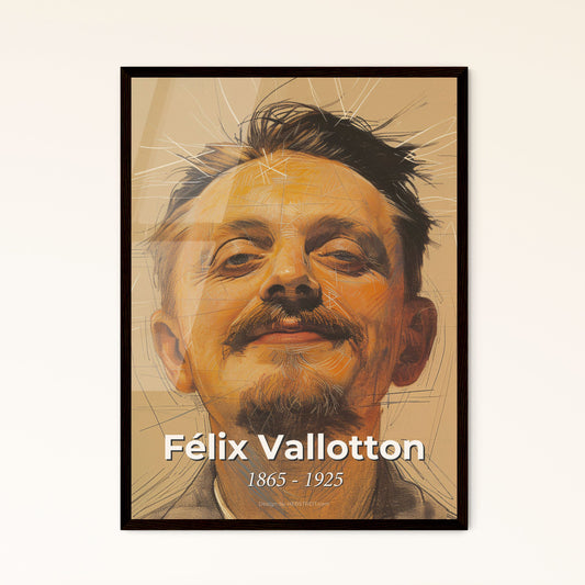 Elegantly Evocative: Félix Vallotton-Inspired Print - Sensual Portrait on Beige, Dynamic Lines & Striking Hatching for Chic Decor