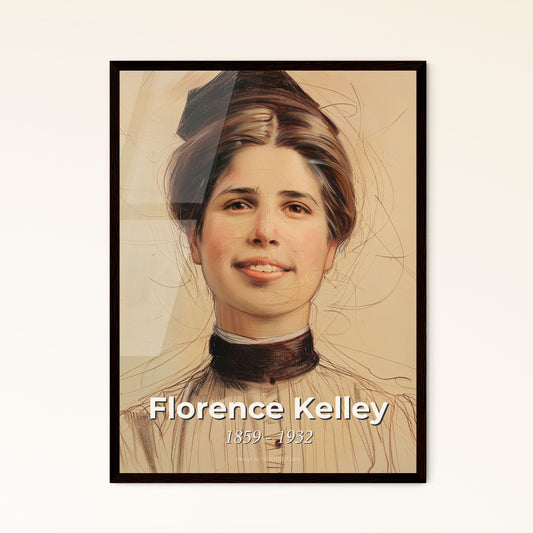 Empowering Portrait of Florence Kelley: A Bold Tribute to Social Reform in Elegant Contemporary Art - Perfect for Home Decor