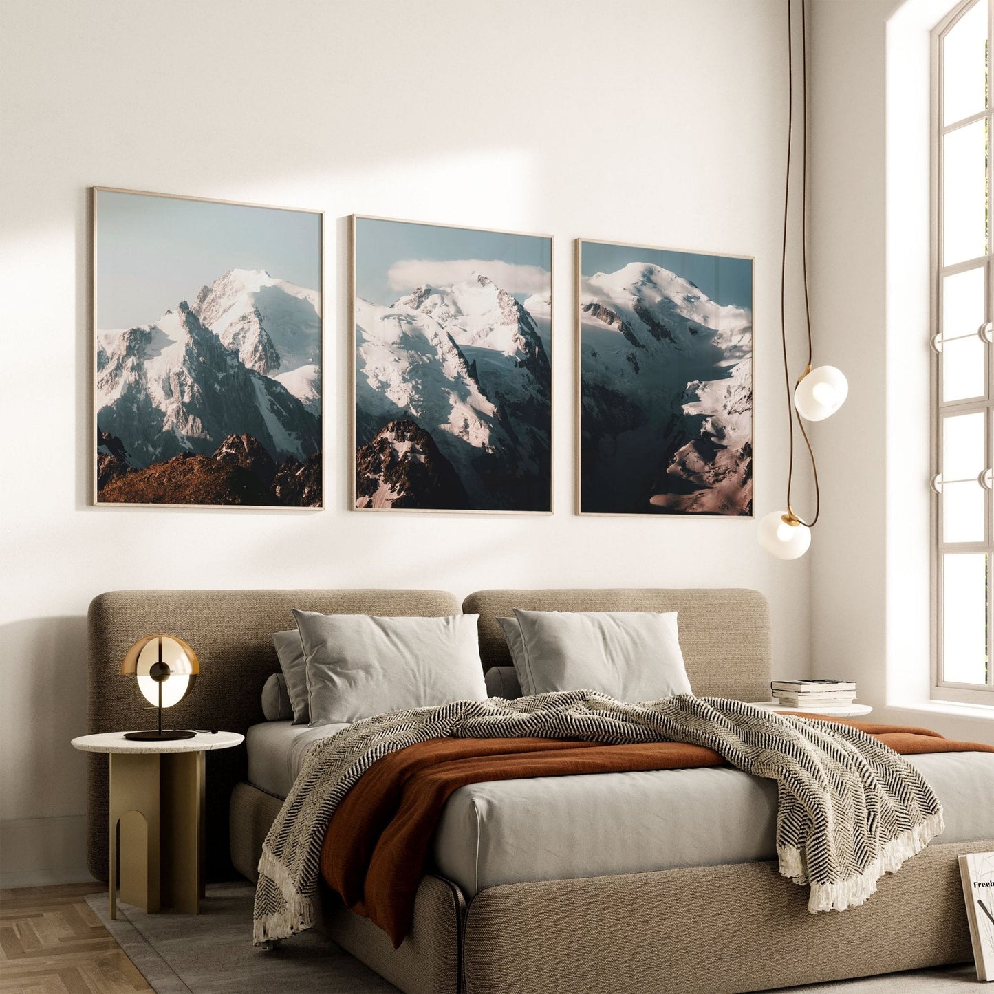 Mont Blanc Massif, Mountain Triptych Wall Art – Landscape Photography Print