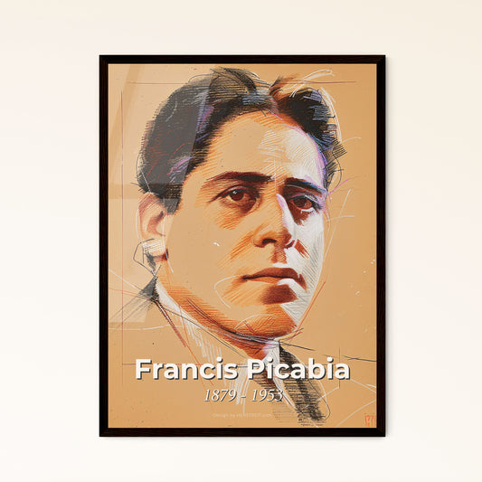 Ethereal Elegance: Francis Picabia-inspired Contemporary Portrait on Beige, Dynamic Lines & Subtle Hues - Perfect for Home Décor!