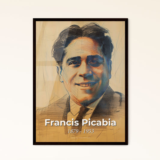 Eclectic Elegance: Francis Picabia-Inspired Contemporary Art Print - Sensual Gesture & Dynamic Lines on Beige Background