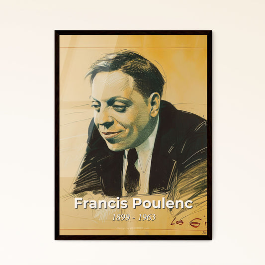 Charming Portrait of Francis Poulenc: A Contemporary Tribute to the Melodic Visionary - Art Print for Home Décor or Gifting