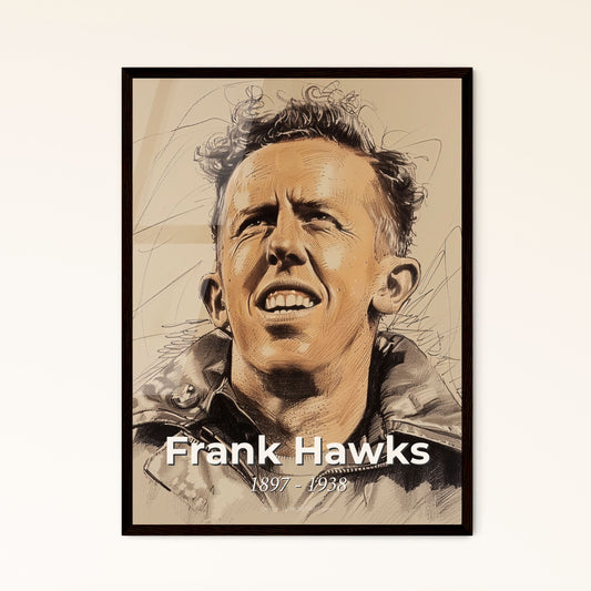 Frank Hawks: Iconic Aviation Pioneer - Elegant Contemporary Art Print with Dynamic Lines & Subtle Hues for Home Décor