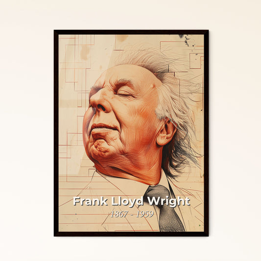 Elegant Line Art of Frank Lloyd Wright: Celebrating the Pioneer of Organic Architecture in a Contemporary, Sensual Drawing Print