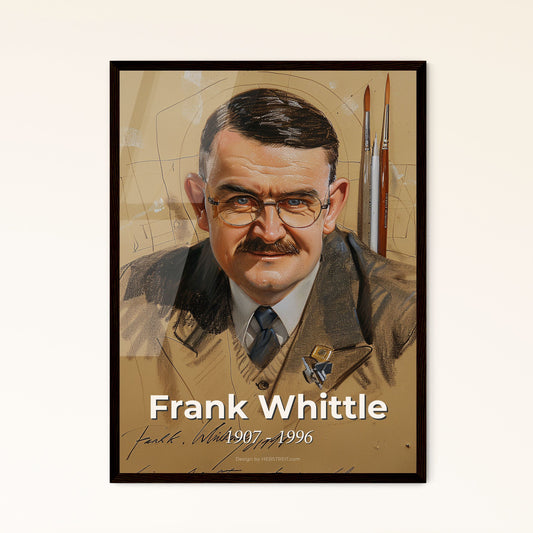 Timeless Visionary: Captivating Portrait of Frank Whittle, Jet Engine Pioneer - A Contemporary Art Print for Elegant Home Decor