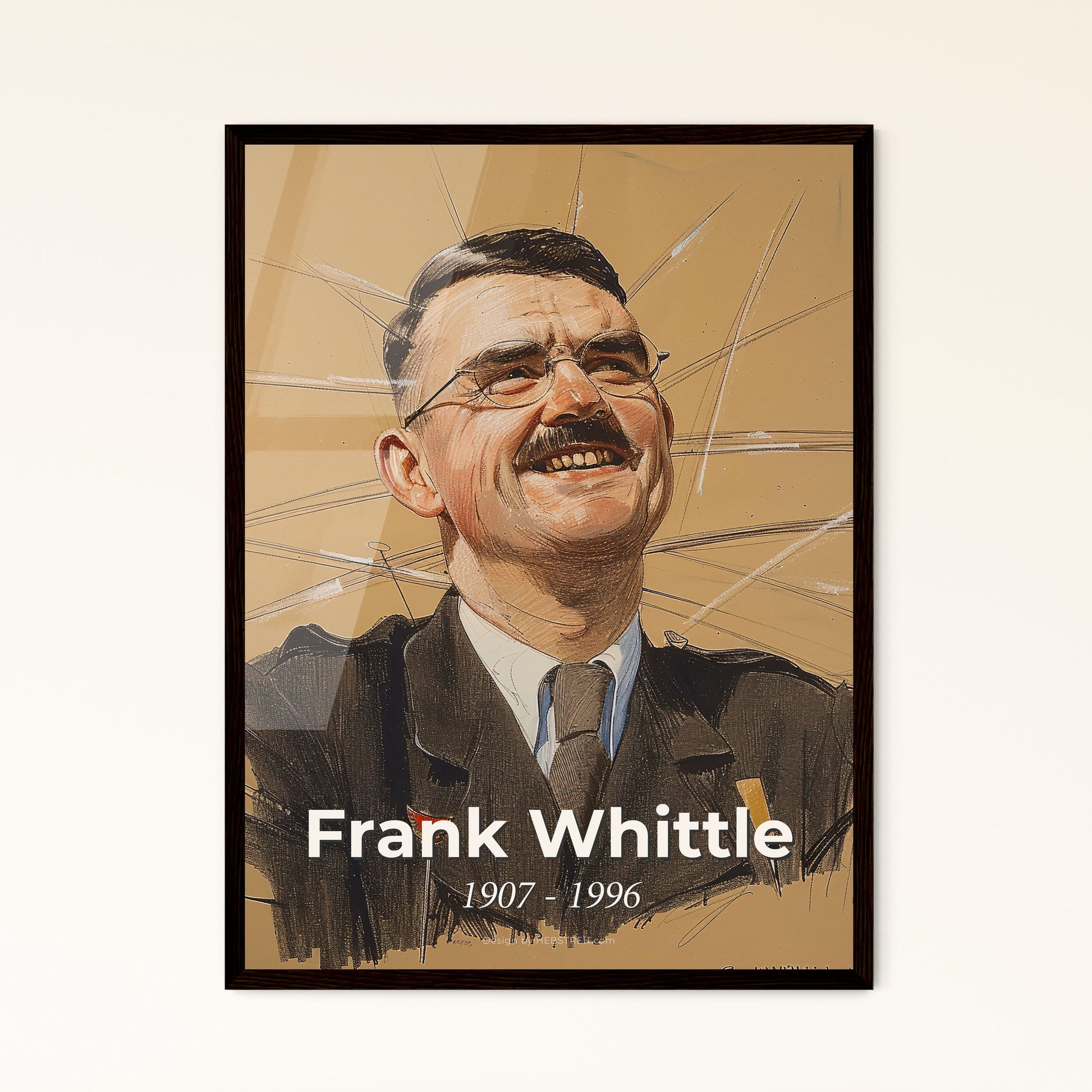 Dynamic Portrait of Frank Whittle: The Visionary Jet Engine Inventor - Contemporary Art Print for Home Decor & Unique Gifts