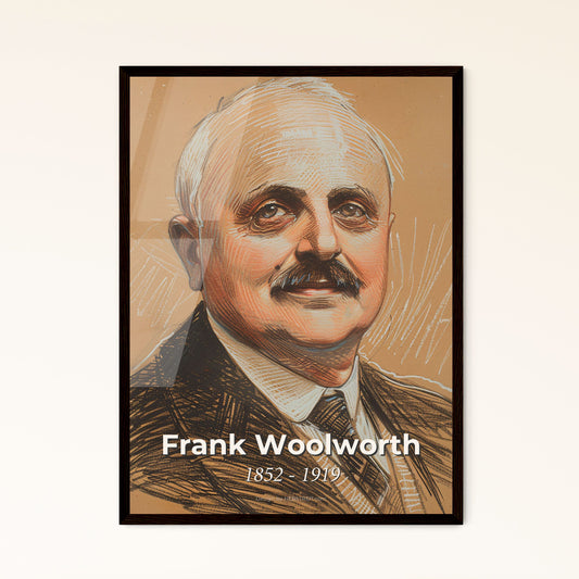 Elegant Portrait of Frank Woolworth: A Contemporary Tribute to the Pioneer of Five-and-Dime Stores – Perfect for Any Home Decor