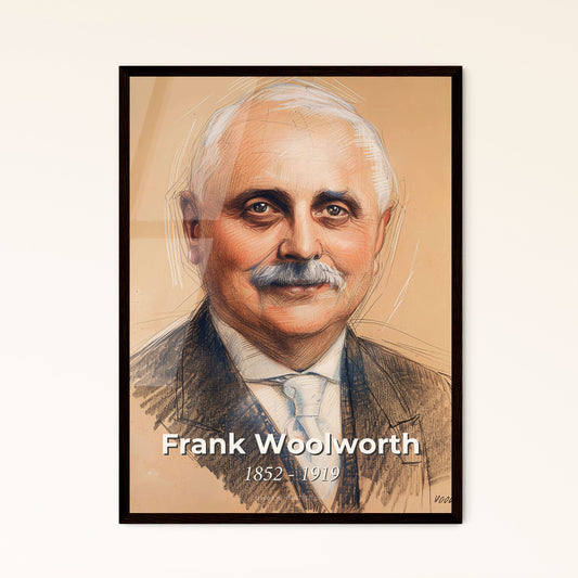 Elegant Contemporary Portrait of Frank Woolworth: Pioneering Visionary of the Five-and-Dime Era – Perfect for Your Home Decor!