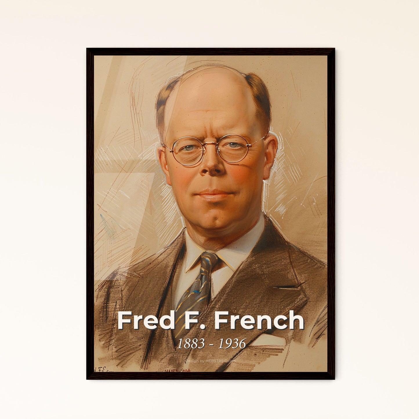 Elegance in Urban Vision: 'Fred F. French' – A Masterfully Crafted Contemporary Portrait Inspired by Innovative Real Estate Development