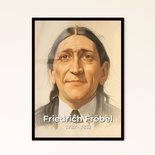 Elegant Portrait of Friedrich Fröbel: Celebrating the Founder of Kindergarten with Dynamic Lines and Contemporary Charm