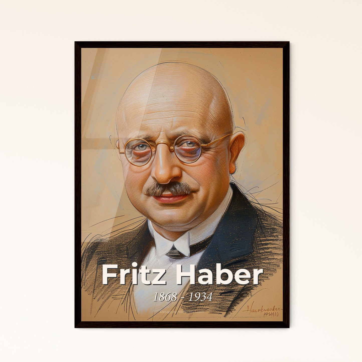 Elegant Tribute to Fritz Haber: Nobel-Winning Chemist in Contemporary Art – Unique Gift for Home Decor Enthusiasts.