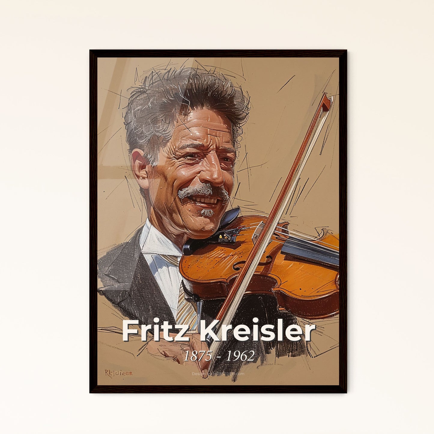 Captivating Portrait of Fritz Kreisler: Sensual Lines & Dynamic Hues - A Masterful Tribute to the Legendary Violinist