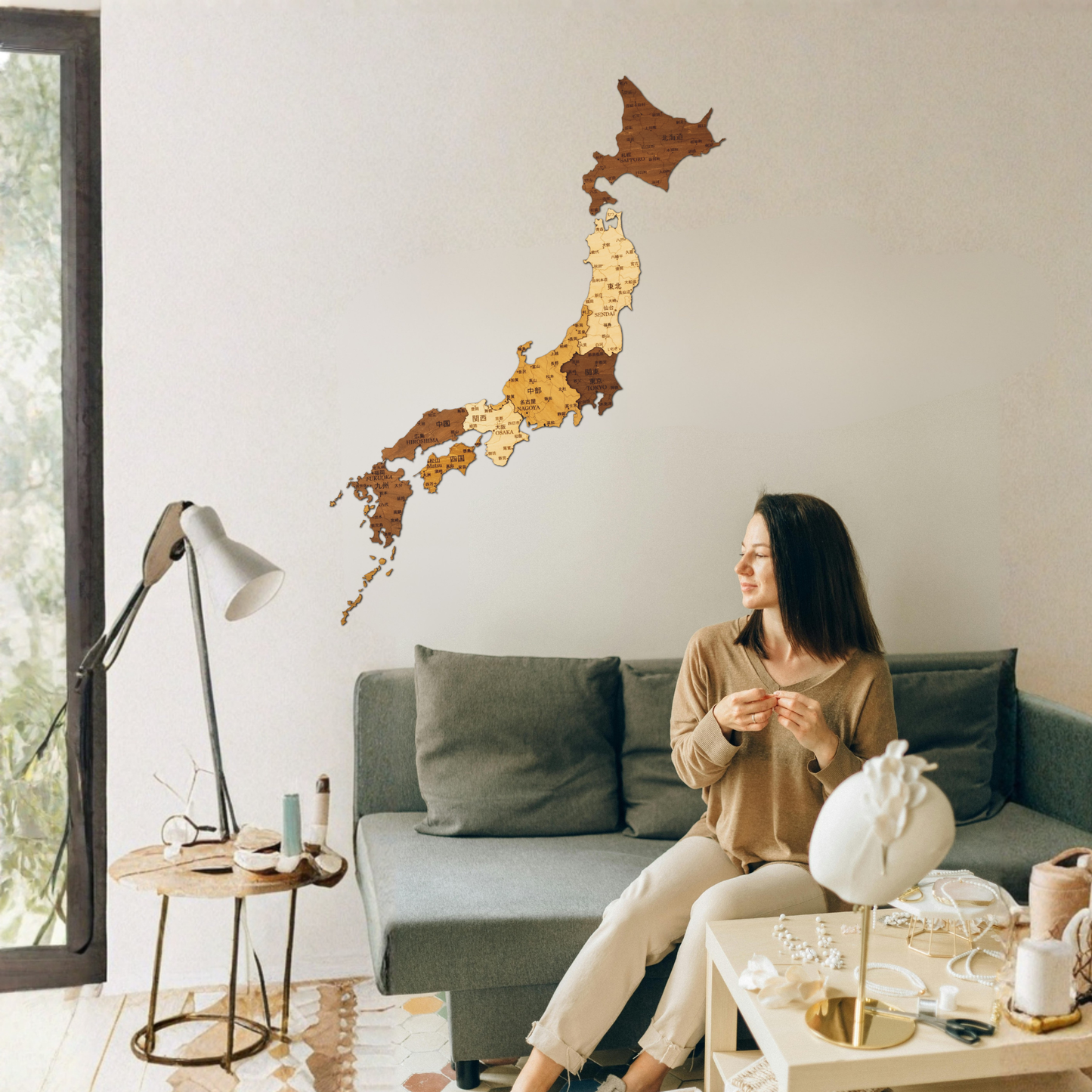 3D Japan Wooden Wall Map – Elegant Wall Art with City Names