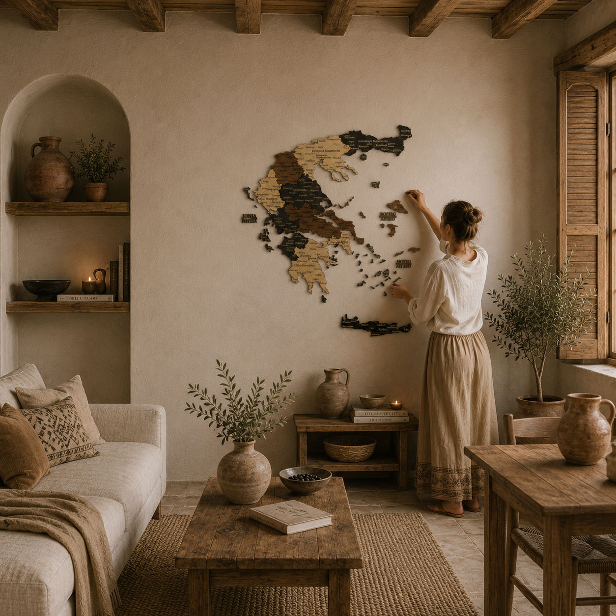 Rustic Wood Map of Greece – Artistic Wall Art for Travelers & Collectors”