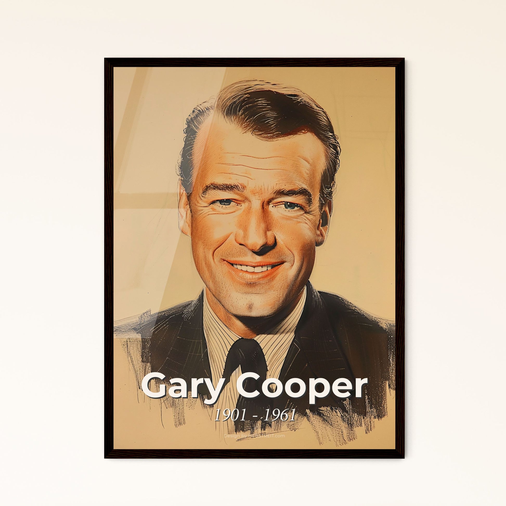 Captivating Portrait of Gary Cooper: A Unique Contemporary Art Print Celebrating the Legendary Hollywood Icon's Charm and Elegance