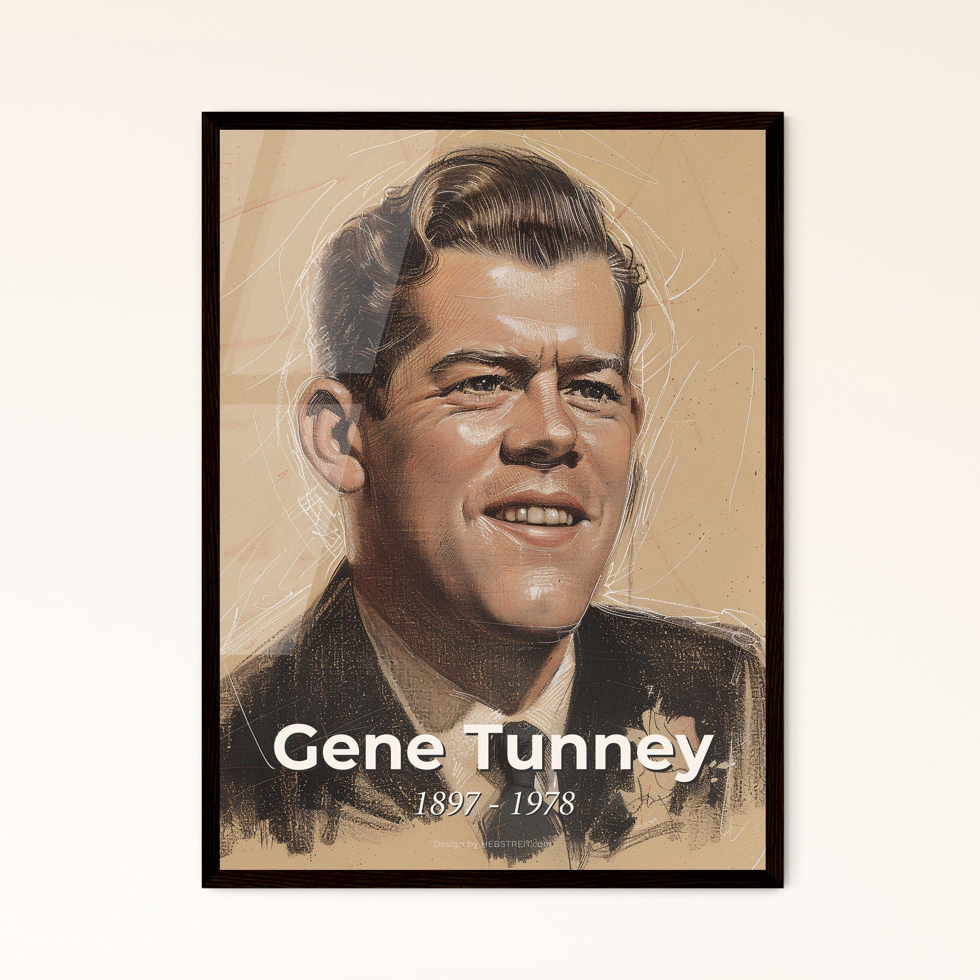 Dynamic Portrait of Gene Tunney: The Tactical Champion - Contemporary Art Print for Home Decor in Elegant Hues & Unique Perspectives