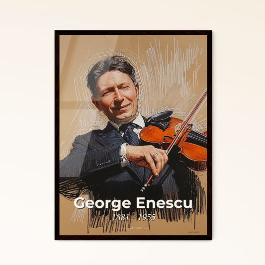 Captivating Portrait of George Enescu: Vibrant Contemporary Art Print - Romanian Composer & Violinist, Ideal for Home Décor