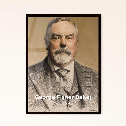 Elegant Portrait of George Fisher Baker: A Dynamic Tribute to Banking Legacy in Contemporary Art - Perfect Home Decor Gift!