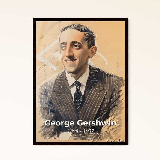 Captivating Portrait of George Gershwin: A Fusion of Classical Elegance and Jazz Spirit - Unique Art Print for Home Decor