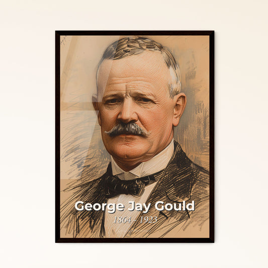 Elegant Portrait of George Jay Gould: A Contemporary Masterpiece in Sensual Gesture, Vibrant Hues & Dynamic Lines for Your Home Decor.