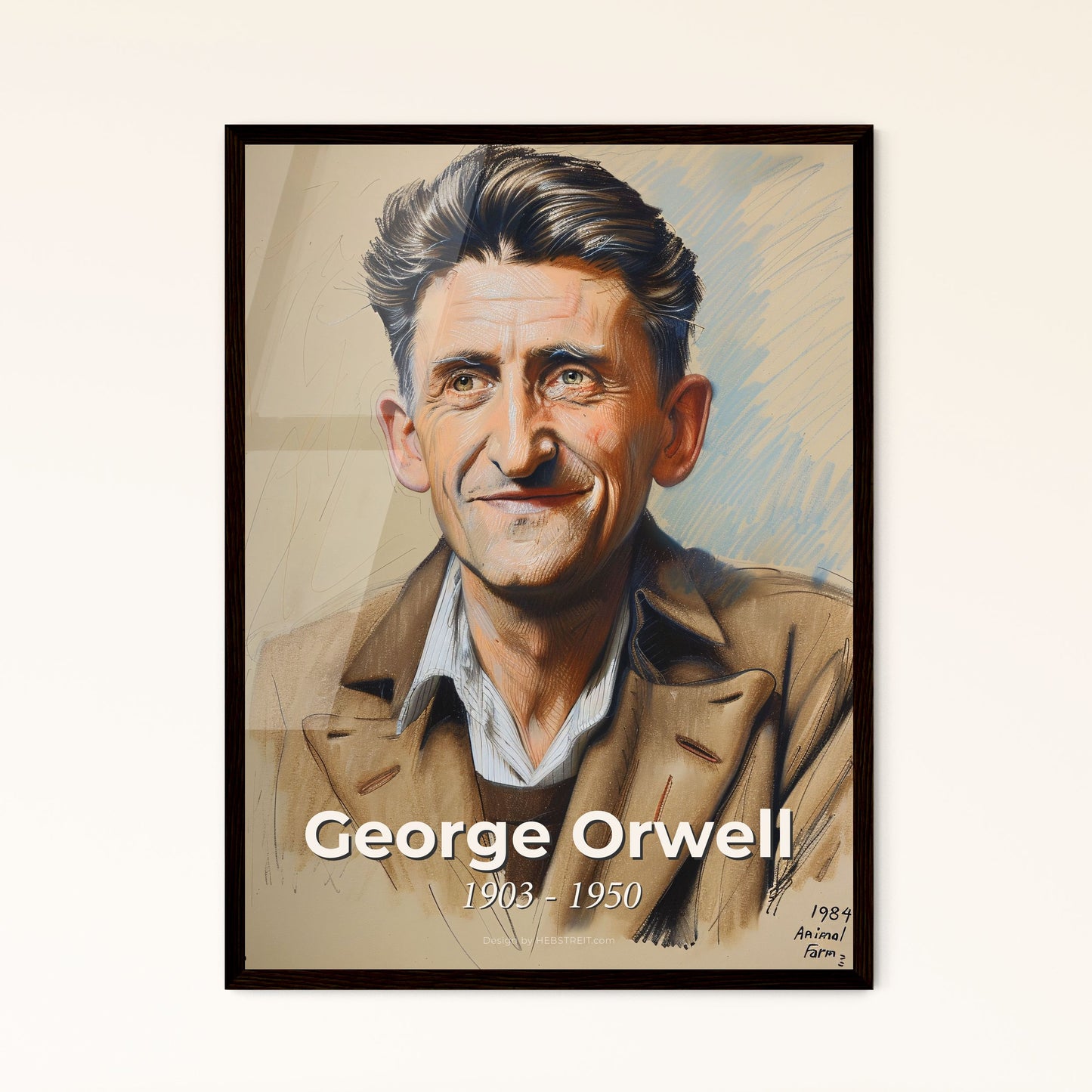 Captivating Portrait of George Orwell: Dystopian Visionary in Dynamic Contemporary Style - Perfect for Gift or Home Decor