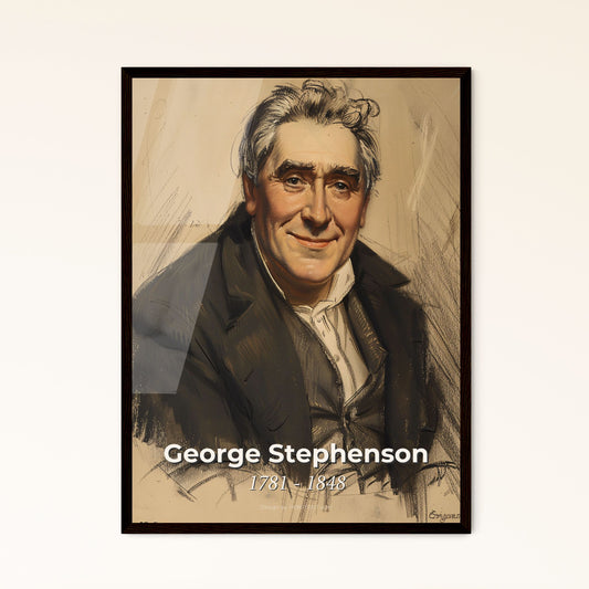 Captivating Portrait of George Stephenson: Father of Railways - Dynamic Contemporary Art Print for Unique Home Decor & Gift