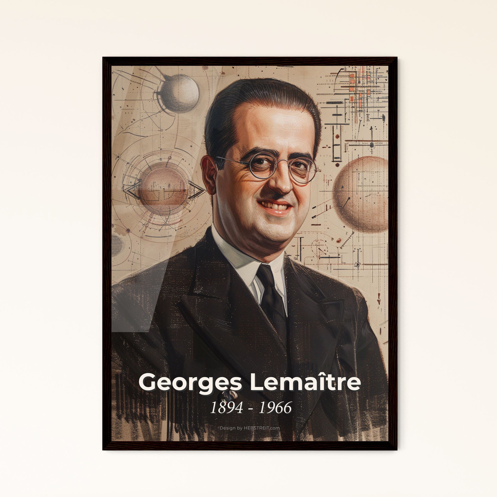 Celestial Moments: Georges Lemaître – The Visionary Physicist Behind the Big Bang, Captured in Contemporary Art Elegance