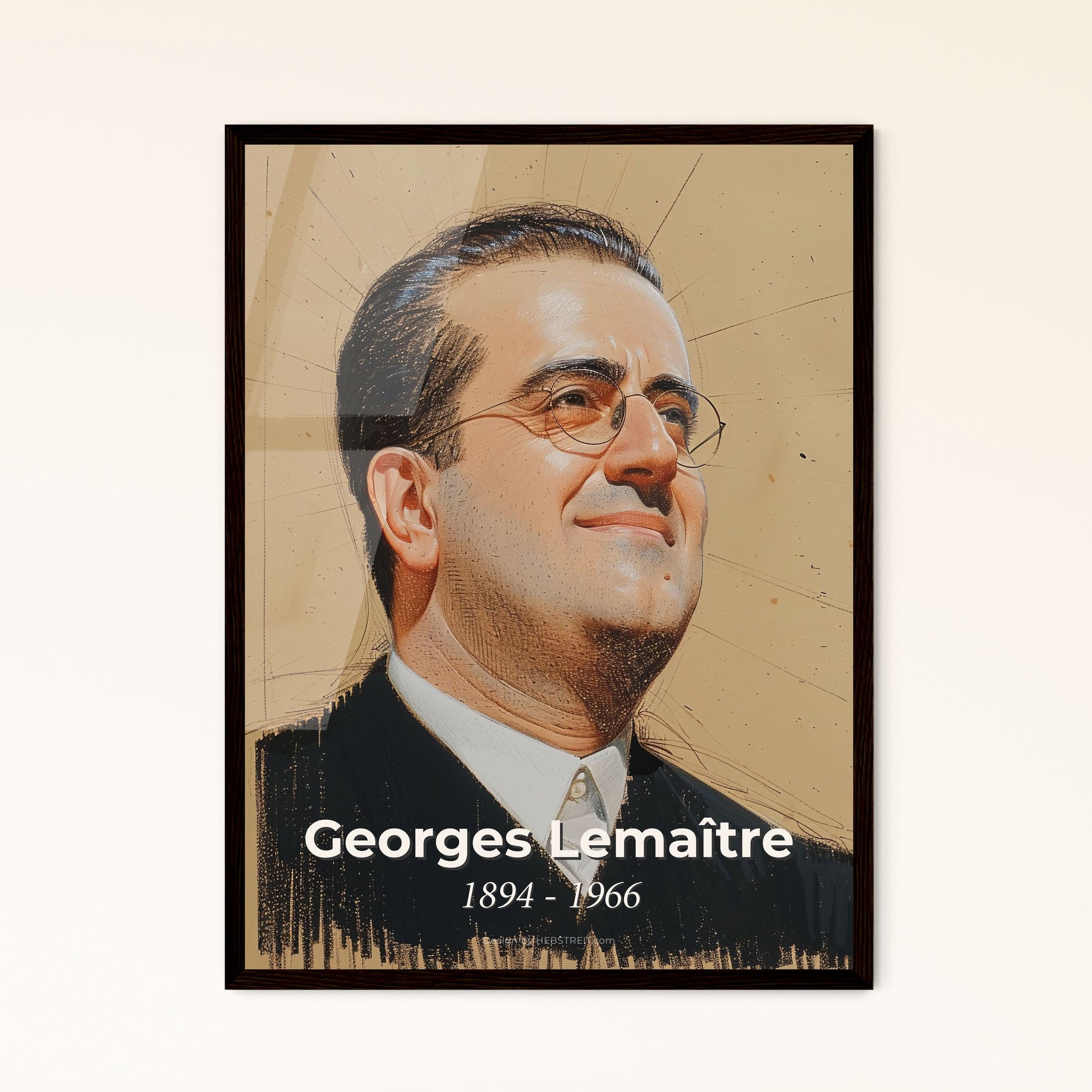 Cosmic Visionary: Vibrant Contemporary Portrait of Georges Lemaître, Father of the Big Bang Theory – Perfect for Home Decor