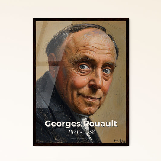 Captivating Expressionist Portrait: Georges Rouault-Inspired Print with Dynamic Lines & Warm Hues for Stylish Home Décor