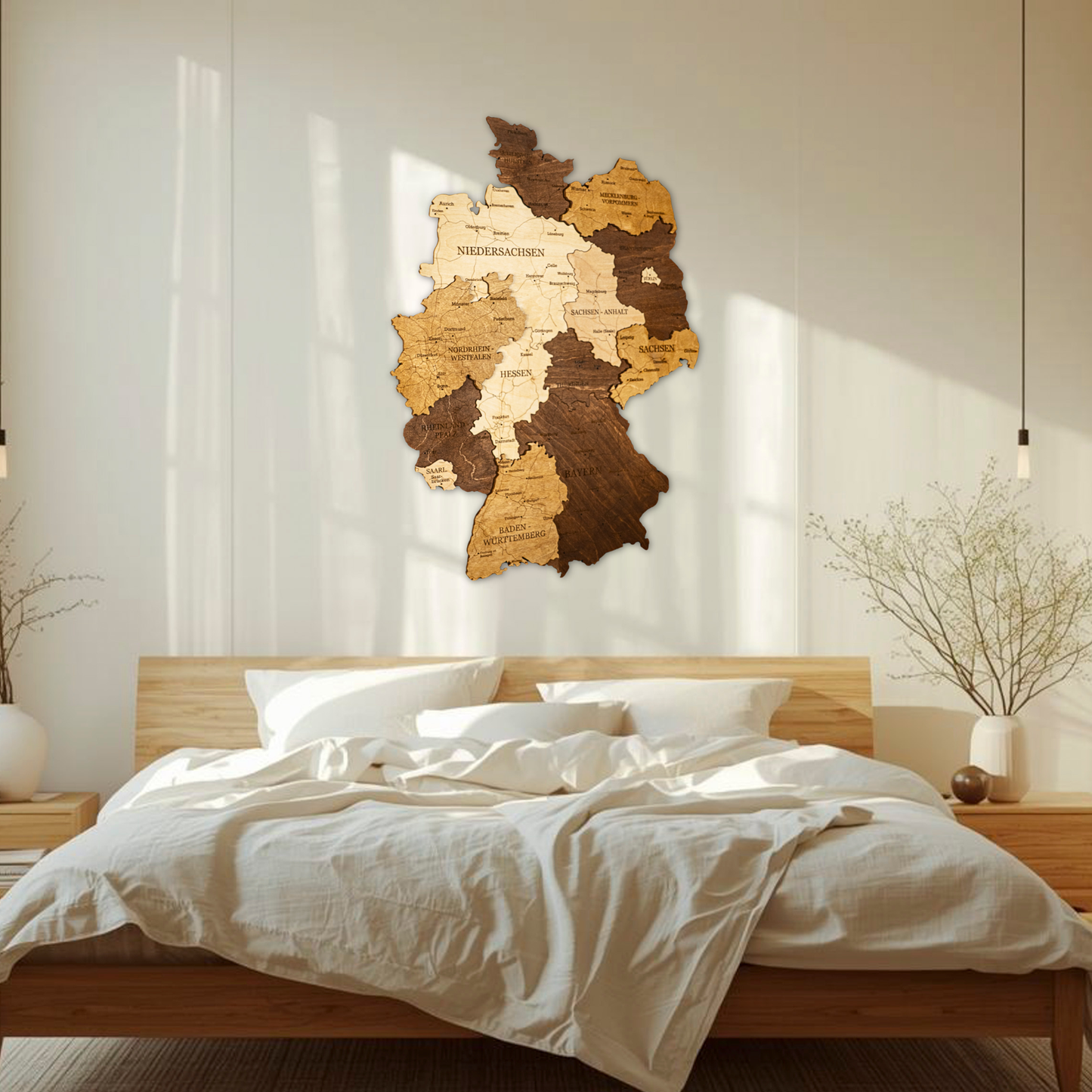 3D Germany Wooden Wall Map – Elegant Wall Art with City Names