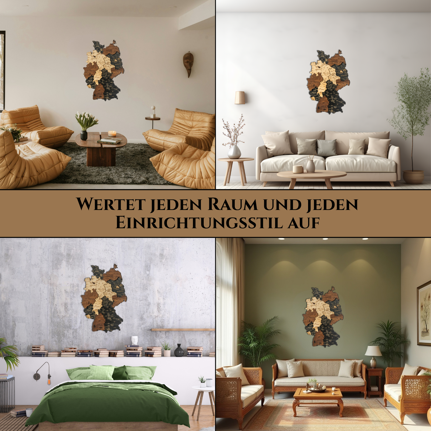3D Germany Wooden Wall Map – Elegant Wall Art with City Names