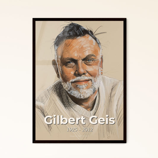 Elegant Contemporary Portrait of Gilbert Geis: A Tribute to an Iconic American Criminologist on Bright Beige Canvas