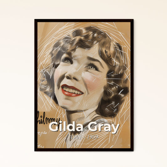 Elegant Gilda Gray: Celebrating the Shimmy Dance - Stunning Contemporary Art Print on Beige with Dynamic Lines and Sensual Hatching