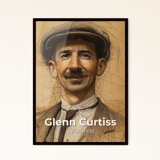 Glenn Curtiss: Aviation Pioneer - Striking Contemporary Portrait in Hues & Dynamic Lines, Perfect for Home Decor & Unique Gifts!