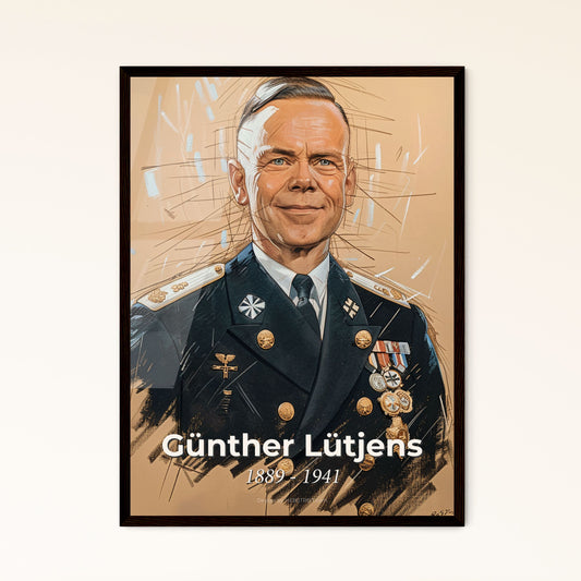 Striking Contemporary Portrait of Admiral Günther Lütjens Framed Print