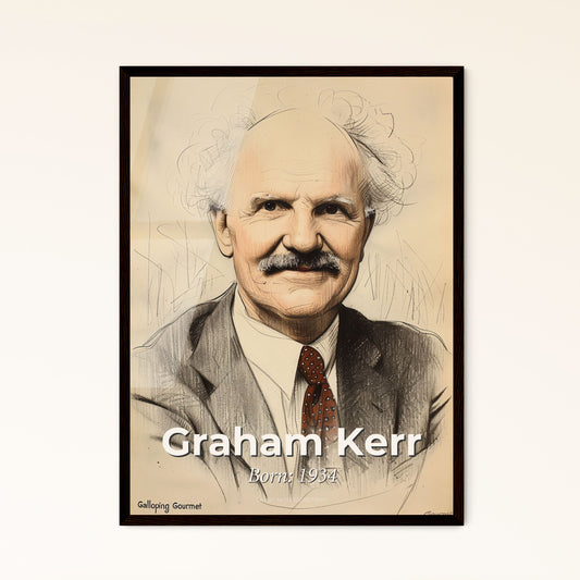 Elevated Elegance: Galloping Gourmet – A Contemporary Portrait of Chef Graham Kerr in Dynamic Hues, Perfect for Any Home Decor!